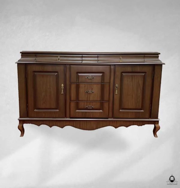 آینه و کنسول دو درب پنج کشو گردو